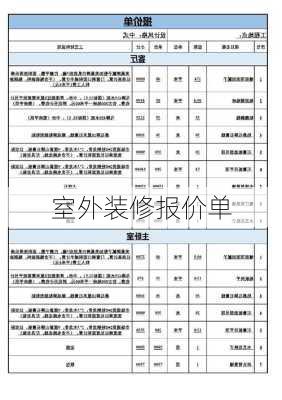 室外装修报价单