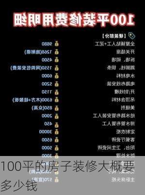 100平的房子装修大概要多少钱